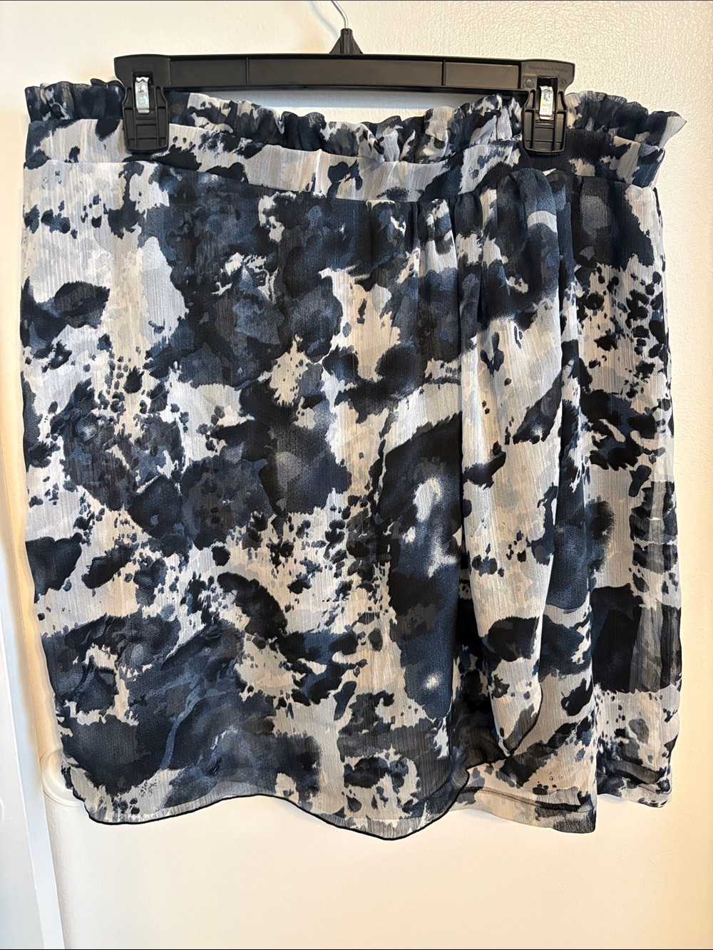 Navy & Light Blue Abstract Watercolor Skirt